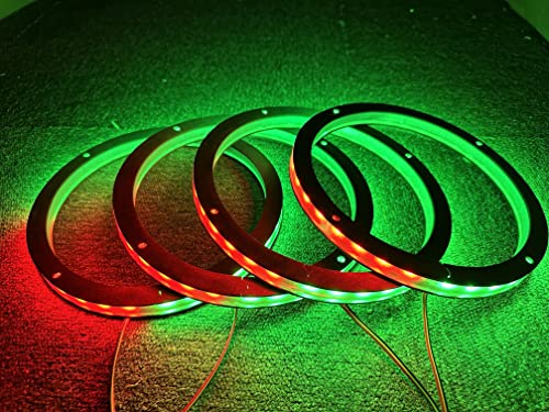 Na 4Pcs 10" Car Led Speaker Ring Lights Decorative Light Kit Dream Color Chasing Flow Series Spacer Ring Light Bluetooth App Controlled #TOP4
