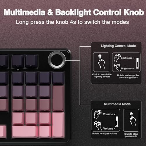 Image of AULA F99 Pro Wireless Mechanical Keyboard with Knob,Tri-Mode BT5.0 /USB-C /2.4GHz Hot Swappable Keyboard,Pre-lubed Switches,RGB Backlit Computer Gaming Keyboards