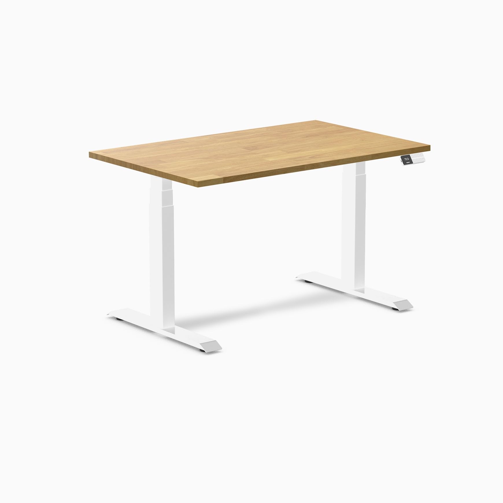 Desky Dual Rubberwood Sit Stand Desk Light Oak 48" White