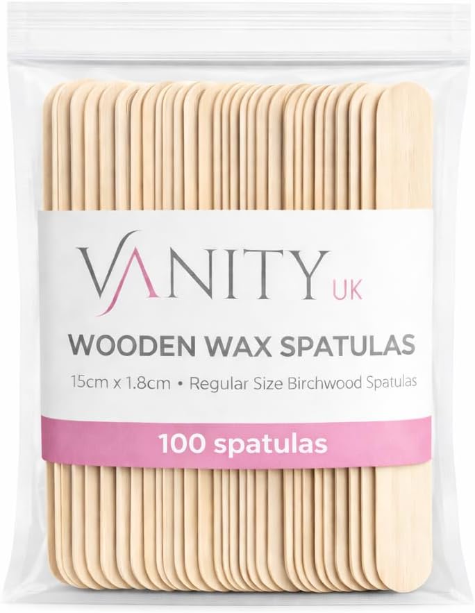Vanity UK 100 pcs Wooden Wax Spatulas Disposable Salon Professional Quality Waxing Sticks Applicators Suitable For Warm and Hot Depilation Body Hair Removal