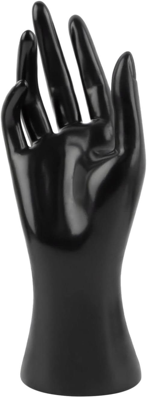 Framendino, Female Mannequin Hand Jewelry Display Holder Stand for Bracelet Necklace Ring Plastic (Black, 1 Pack)