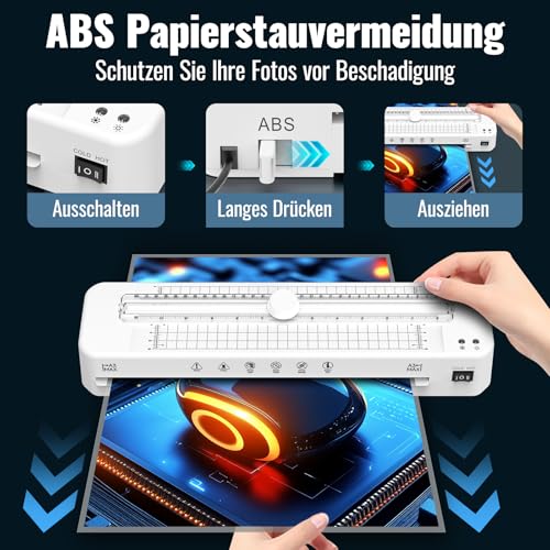 Laminiergerät A3 für A3 A4 A5 A6 A7 mit Laminierfolien, Heiß und Kalt Laminiergerät mit Papierschneider, Laminiermaschinen für Zuhause, Schule, Büro