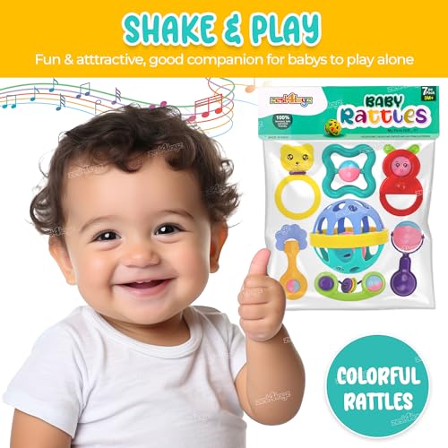 Image of Zest 4 Toyz Rattle for Baby 0-6 Months New Born Baby Rattle Toy for Baby Early Development Toys for Kids Toy Return Gifts for Kids - Pack of 7
