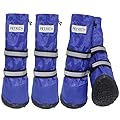 HelloPet Water Resistant Dog Boots Warm Lining Nonslip Rubber Sole for Snow Winter,4PC (XS, Blue)
