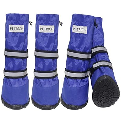 HelloPet Water Resistant Dog Boots Warm Lining Nonslip Rubber Sole for Snow Winter,4PC (XS, Blue)