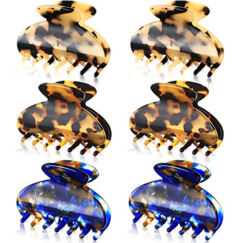 6 Pieces Tortoise Shell Claw Clip Cellulose Acetate Hair Clip Medium Hair Claw Banana Clips French Style Barrette Hair Accessories for Women Girls