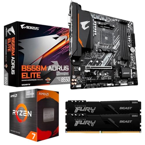 KIT PC AMD Ryzen 7 5700G com VEGA 8, 32GB de RAM (2X16GB), Cooler, Placa mãe B550M AORUS