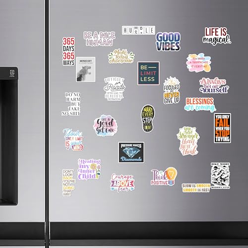 Image of WallDesign Positive Vibes Motivation Magnets - Uplifting Designs for Home and Office, Durable Fridge Magnets, Ideal Inspirational Gifts (Set of 26)