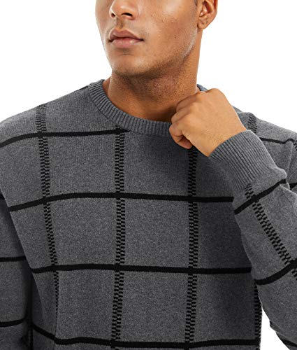 Magnivit Men's Long-Sleeve Crewneck Fleece Sweatshirt Fall Sweater Polo Dark Grey #TOP3