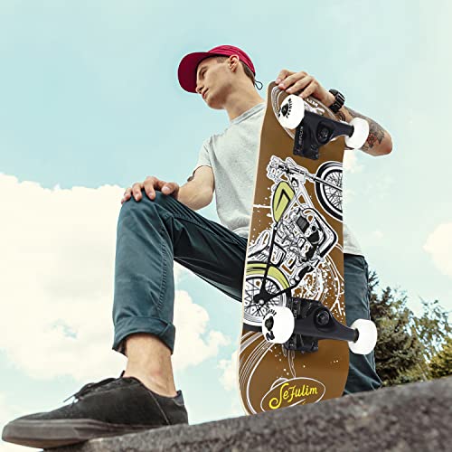 Image of 31 inchx8 inch Complete Skateboard Skull Skateboard for Extreme Sports and Outdoorsfor .Skateboards for Beginners &Pro