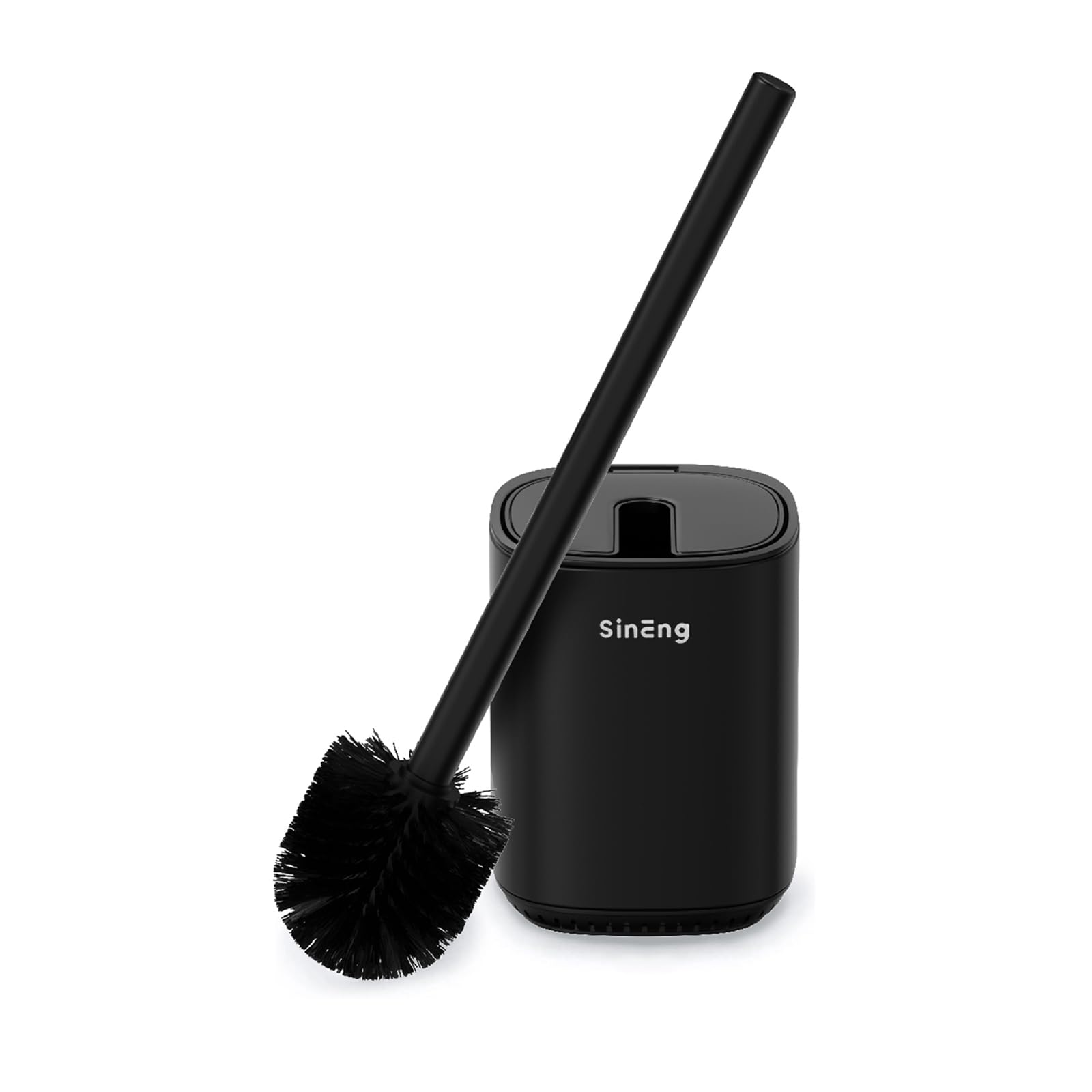 Toilet Brush and Holder Set Toilet Bowl Brush Stainless Steel Automatic Toilet Bowl Cleaner Brush with Durable Bristle Head Toilet Cleaning Brush for Bathroom (1, Black)