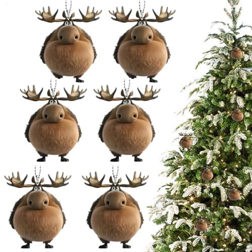 6 Stück Weihnachtsbaum Anhänger, Weihnachtsdeko Anhänger Elch,...