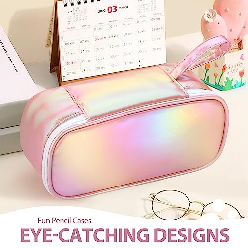 Image of Jcocylse Large Capacity Pencil Case Portable Pencil Pouch Bag School Supplies for College Students Girls Boys Adults (Pink)