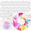 24 Women’s Hair Scrunchies Pack – White Cotton Tie-Dye Blanks with 120 Rubber Bands