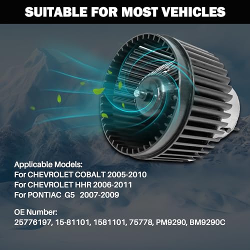 Image of Front 700242 AC Heater Blower Motor Fan Fit for Chevy Cobalt 2005-2010, HHR 2006-2011, for Pontiac G5 2007-2009 25776197, 15-81101, 1581101, 75778, PM9290, BM9290C