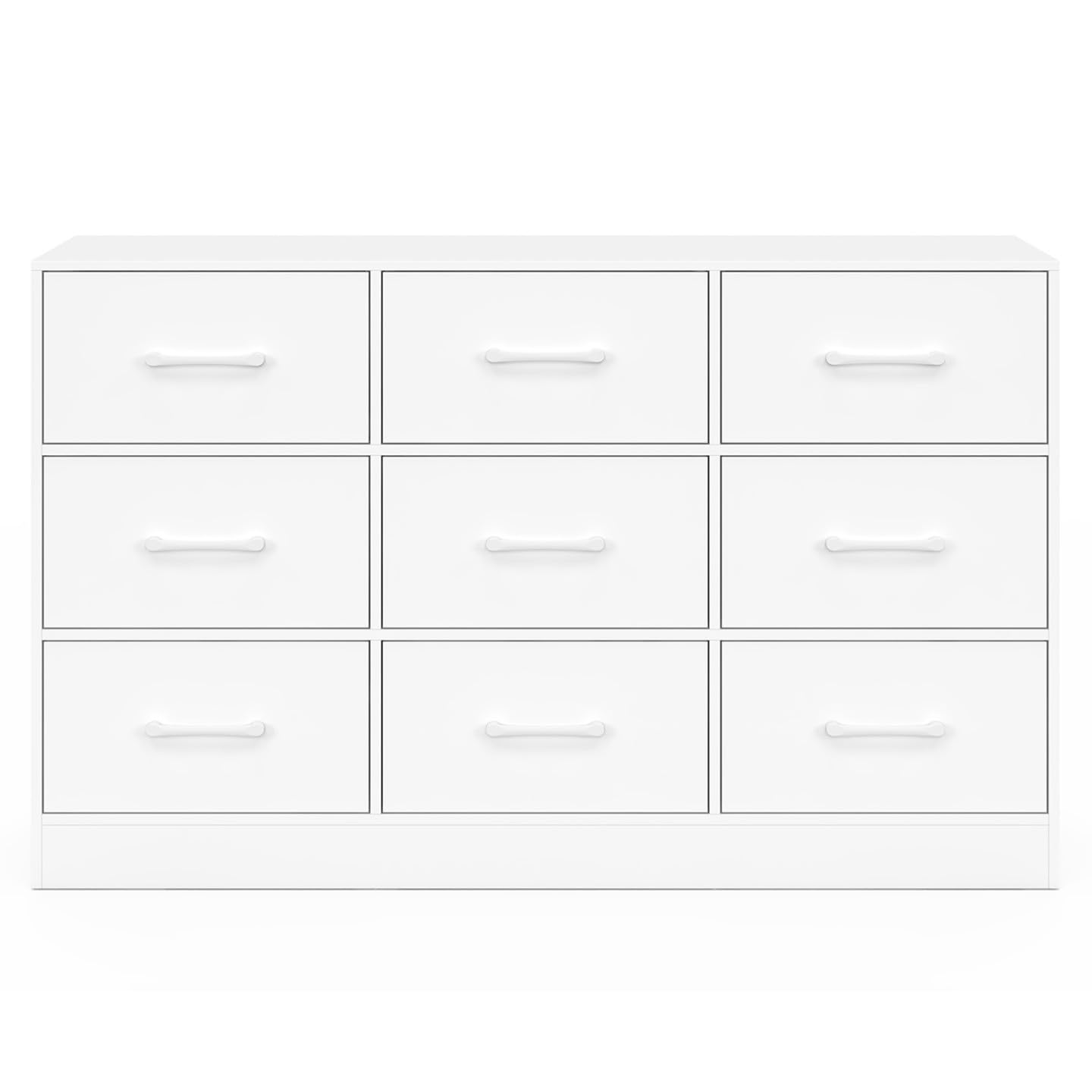 IDMarket UPPAH - Cajonera 9 cajones de tela (113 cm, mueble de almacenamiento de madera, color blanco