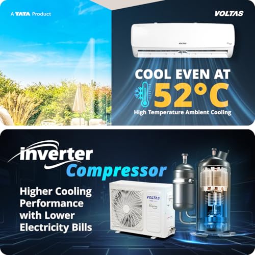 Image of Voltas 1 Ton 3 Star Rating Inverter Split AC(Copper, Memory Restart, Auto Clean (123INV VECTRA ELEGANT, White)
