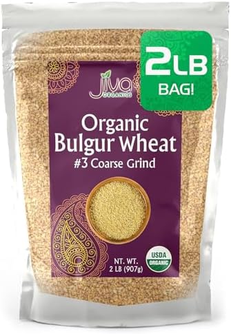 Organic Bulgur Wheat Coarse #3 2 LB - Non-GMO, Grown in USA, 100% Natural Wheat Berries, Resealable Bag by Jiva Organics