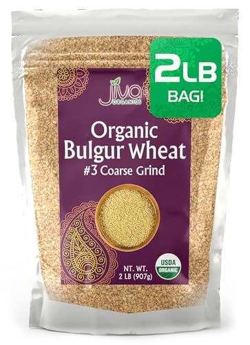 Organic Bulgur Wheat Coarse #3 2 LB - Non-GMO, Grown in USA, 100% Natural Wheat Berries, Resealable Bag by Jiva Organics