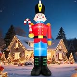 12 FT Tall Nutcracker Inflatable Christmas Decorations Outdoor Candy Cane, Built-in LED Lights Large Funny Soldier Xmas Blow Up Yard Decoration for Winter Holiday Party Indoor Outside Lawn Garden