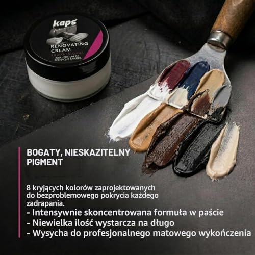 KAPS Renovating Cream - Specjalisyczny Krem ​​Do Renowacji Skórzanych Butów, Toreb oraz Siedzeń, Doskonały Na Zadrapania, Chroni Przed Zarysowaniami, Dostępne w 10 Kolorach (100 - Neutralny)