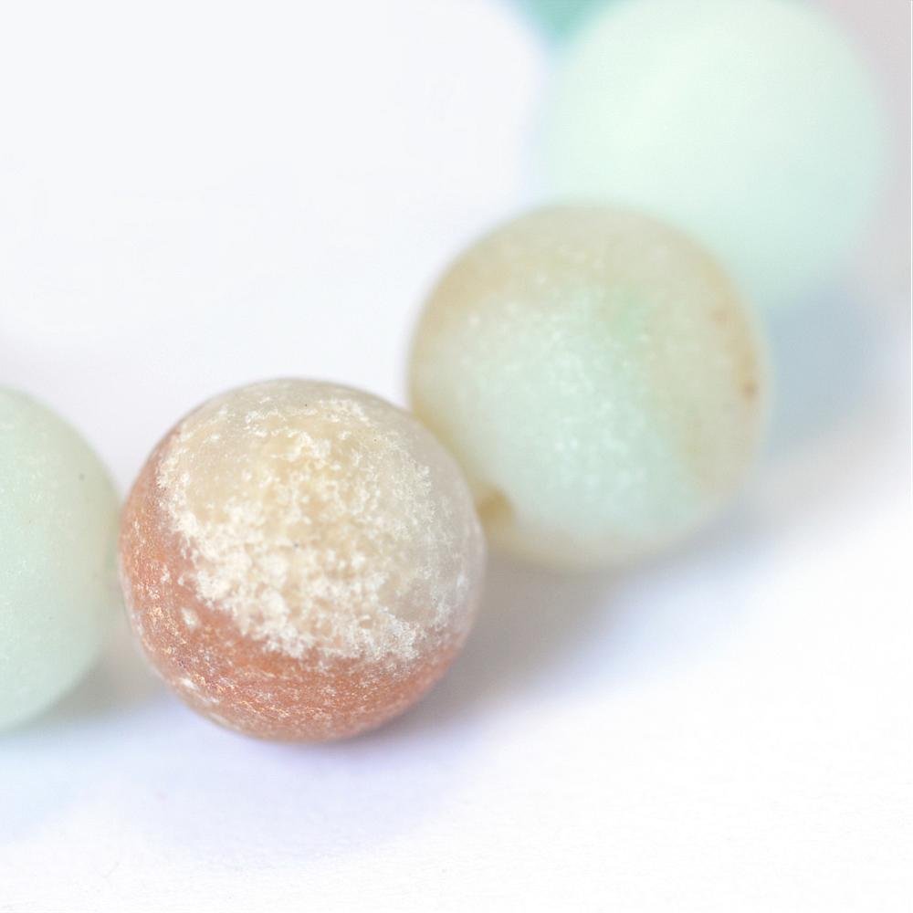 Perlin - 36 x Amazonite Beads 6 mm Frosted * A Grade * Ball Gemstone Natural Stones G740 x2, Blue / White / Green - Image 2