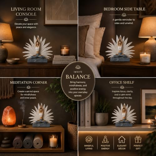 Image of ARMONIA Sukhasana Yoga Lady Showpiece | Premium Polystone YOG Figurine | Spiritual Sculpture for Living Room,Home Decor, Office Desk, Meditation Corner, Yoga Studio & Housewarming Gift | 10 Inches