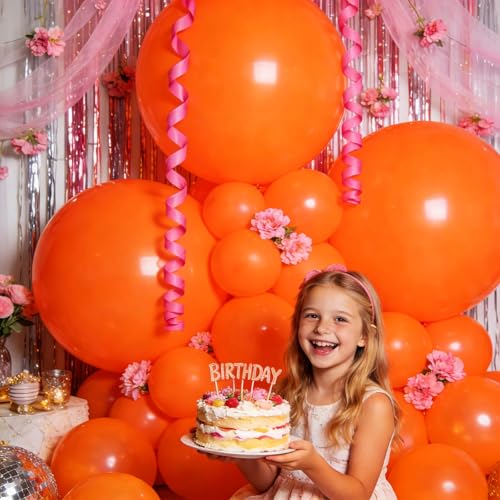 Image of 32Pcs Orange Big Balloons 18 Inch, Round Large Latex Party Balloons for Birthday Wedding Decorations. (orange)
