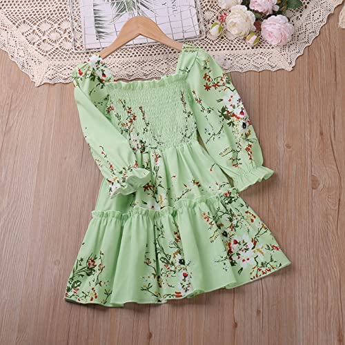 Little Girls Floral Maxi Dress Boho Long Sleeve Pleated Casual A-line Swing Dresses Vintage Midi Dresses2