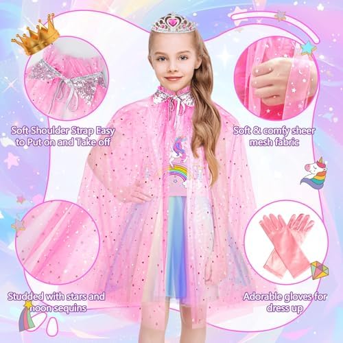 Princess Dress Up - Dress up Clothe for Toddler Girl,Princess Toy Christmas Birthday Gift Set for Age 3-8 Year Old，Red — view 6