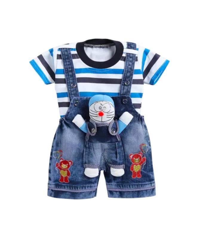 Baby Boy's & Baby Girl's Unisex Teddy Dungaree Set with T-Shirt For 0-6 & 6-9 Months, Yellow-image-12