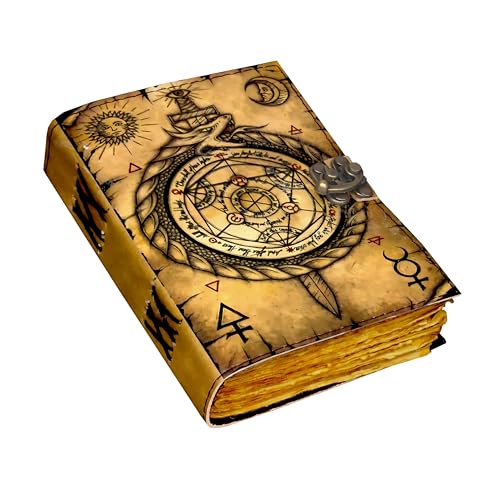 Image of CRAFT JUNKY Vintage Leather Journal Diary for Women and Men Travel Diary Notebook for Writing Deckle Edge Paper (COMPASS UV, A5 17.78 X 12. 7 CM (A5))