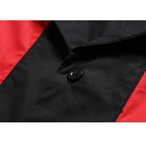 Anchor Msj Men's 50S Male Clothing Rockabilly Style Casual Cotton Blouse Mens Fifties Bowling Dress Shirts (S, Red) #TOP4