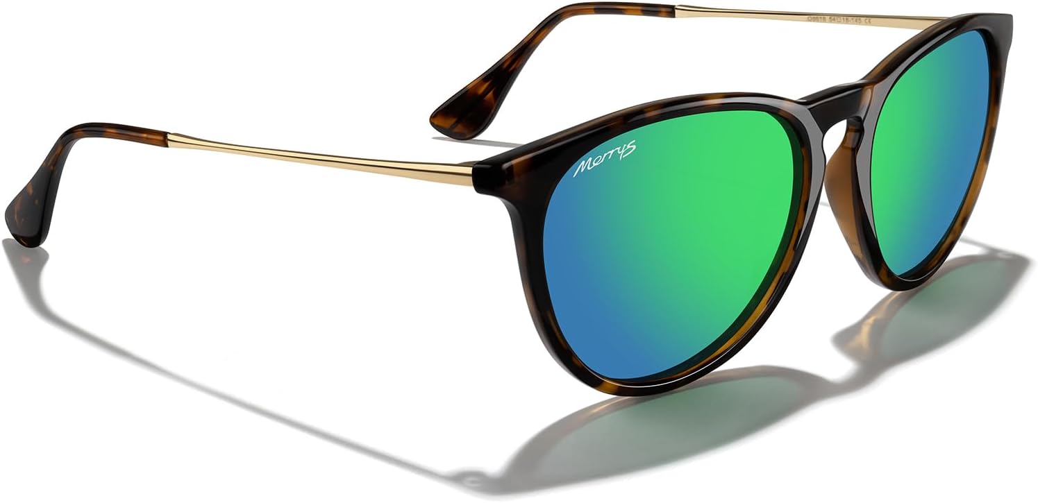 MERRY'S Vintage Polarized Sunglasses for Women Men Retro Round Mirrored Lens Sun glasses UV400