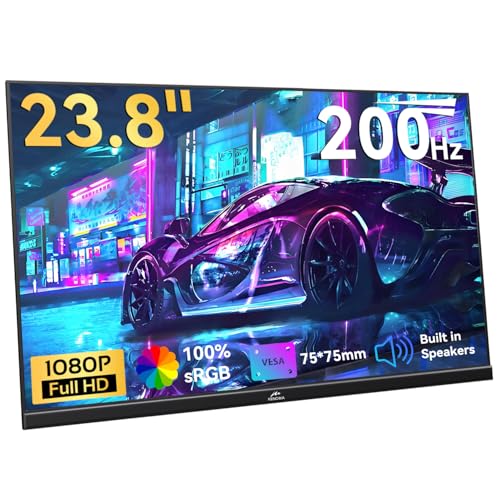 Kenowa 23.8 Zoll USB-C Tragbarer Monitor 200Hz FreeSync Gaming Monitor Full HD 1920x1080 IPS Externe Bildschirm mit Lautsprecher Typ-C/HDMI für Laptop/PC/Telefon/Mac/PS4