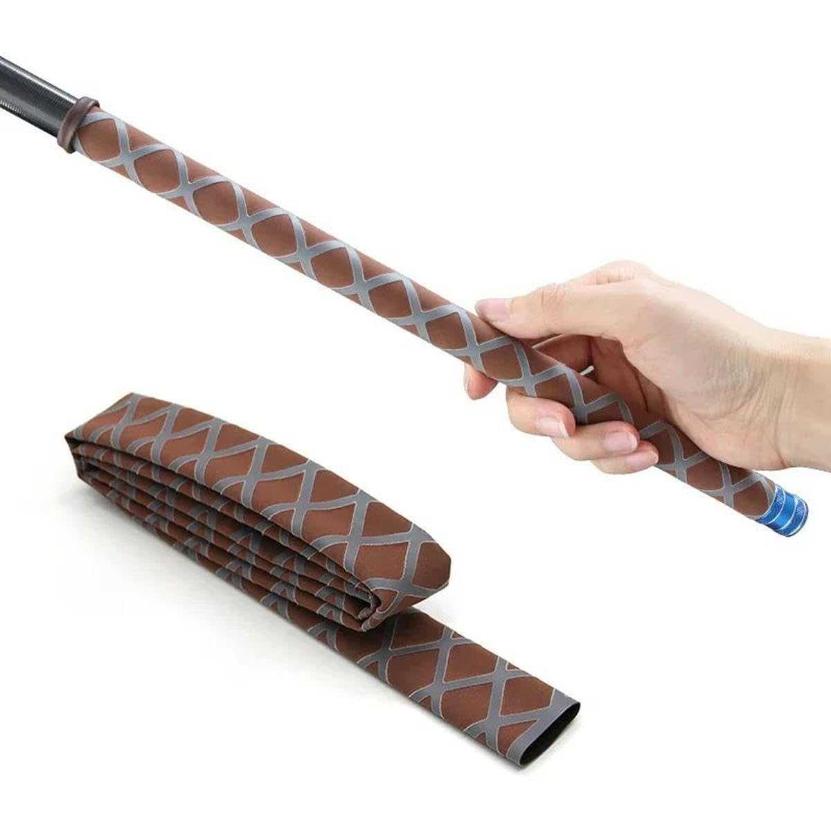 1/3pz Tubo termorestringente antiscivolo Doppio colore Diametro 20/22/25/28/30/35mm Isolamento Protegge Impermeabile Antiscivolo Avvolgimento Canna da Pesca-Marrone-Argento-Diametro 30mm-1M x 3pz