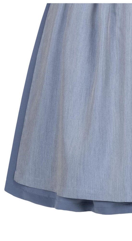 Nübler Dirndl midi Damen - 2 teilig inkl. Kleid und Dirndl Schürze im Landhausstil, Rocklänge 70cm - Moderne bayrische Tracht, ELSA Rauchblau