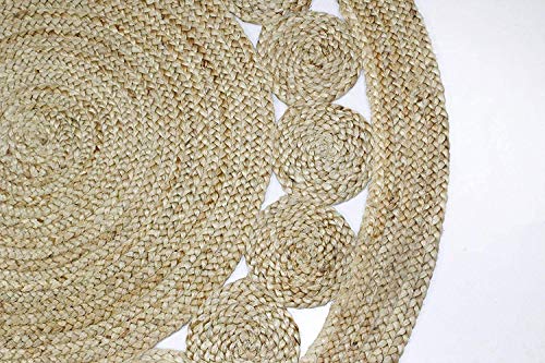 Image of Jute Braided Natural Rug Hand Woven & Reversible for Living Room Kitchen Entryway Rug, Jute Burlap Braided Rag Rug, Farmhouse Rag Rug, Rustic Rug (jutebox, 90cm)