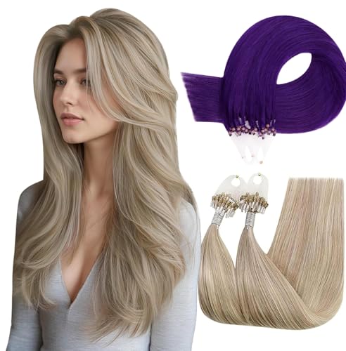 RUNATURE Bundles 14inch Purple Micro Link Hair Extensions Human Hair