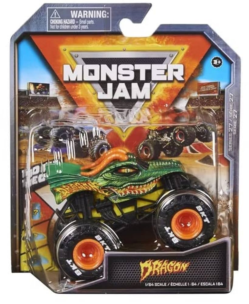 恐竜デザインのグリーンミニカー Amazon.com: Monster Jam Dragon Truck, Series 27, Green, 1:64