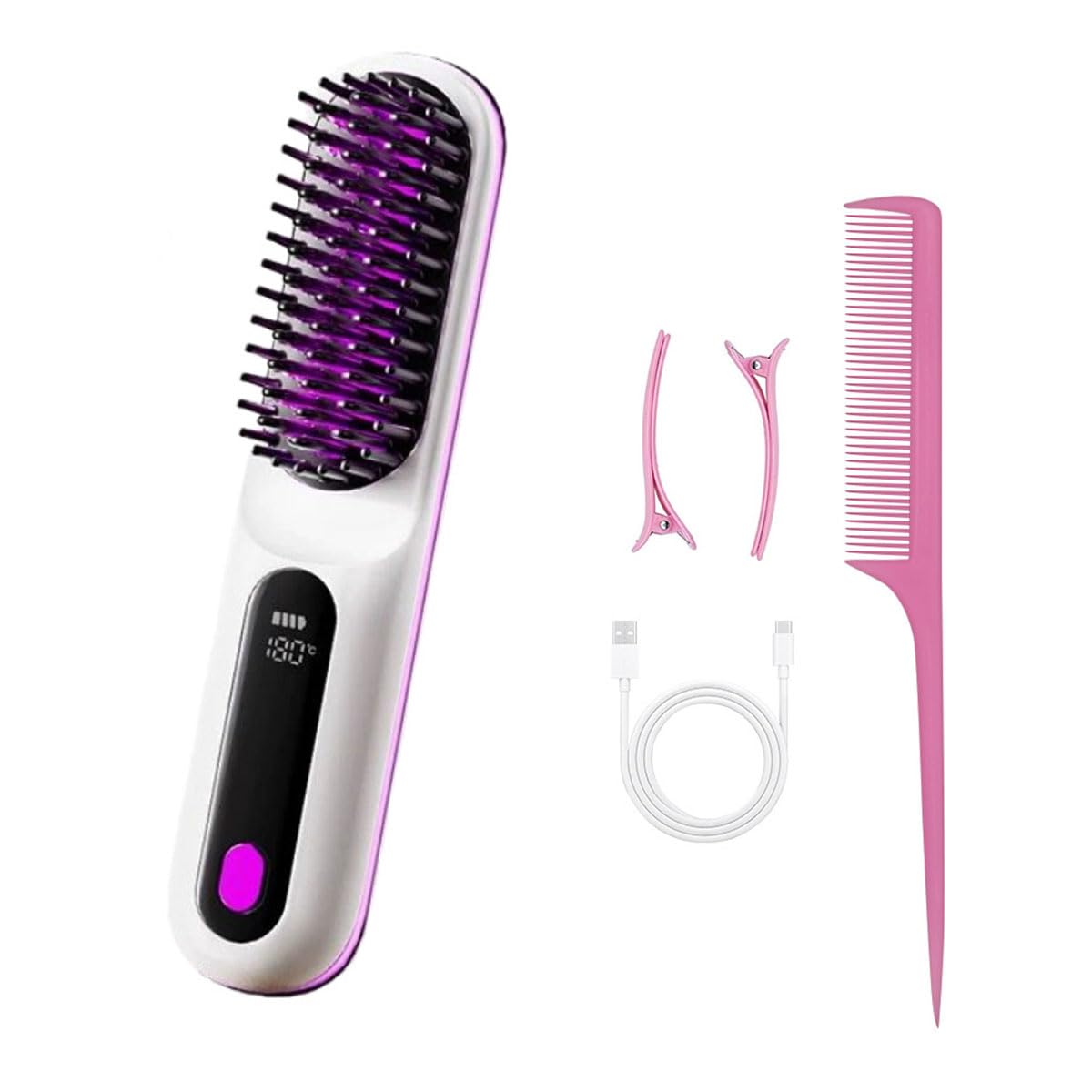 Cepillo Suavelia, Cepillo Inalámbrico Pelo Corto, Alisador Cerámico Para Pixie, Bob, Flequillo, Peinado Rápido Sin Tirones, Volumen Duradero (Negro) — view 6