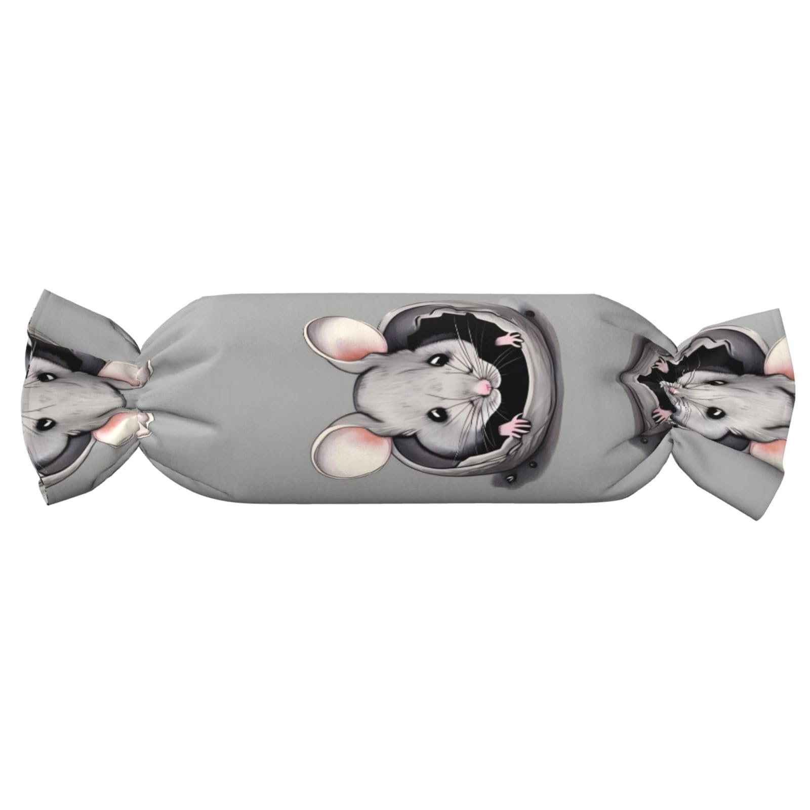 Oreiller cylindrique rat gris contre les douleurs de voyage