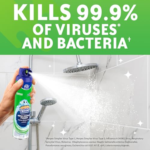 Scrubbing Bubbles Mega Bathroom and Shower Foamer Aerosol, Rainshower Scent, 20oz (Pack of 2)