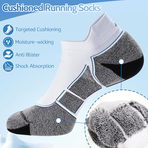 Ultrafun 3 Pairs Ankle Running Socks for Men Women Coolmax Compression Cushion Low Cut Athletic Sports Socks2
