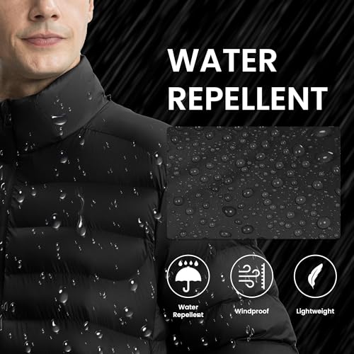 Gopune Men's Lightweight Puffer Jacket Detachable Hooded Water Resistant Puffy Winter Down Jackets for Snow Ski Travel4