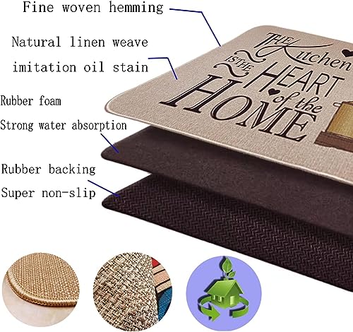 Image of Glaceon Anti Fatigue Kitchen Rug Sets 2 Piece Non Slip Kitchen Mats for Floor Cushioned Kitchen Rugs and Mats Waterproof Comfort Standing Mat Runner for Kitchen,Home Office,Sink,(Heart MAT) (GL-01)