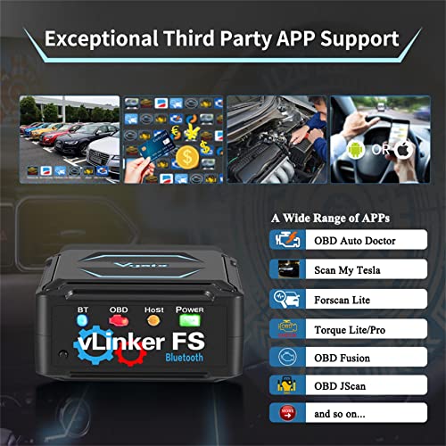 Escáner vLinker FS OBD2 con conexión Bluetooth estable para diagnosticar motor 4
