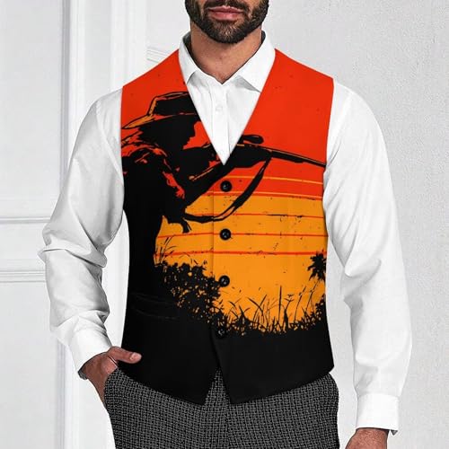 Funny Hunting Deer Hunter Men's Suit Vest Slim Fit Business Dress Party Pattern Waistcoat Vest Top2