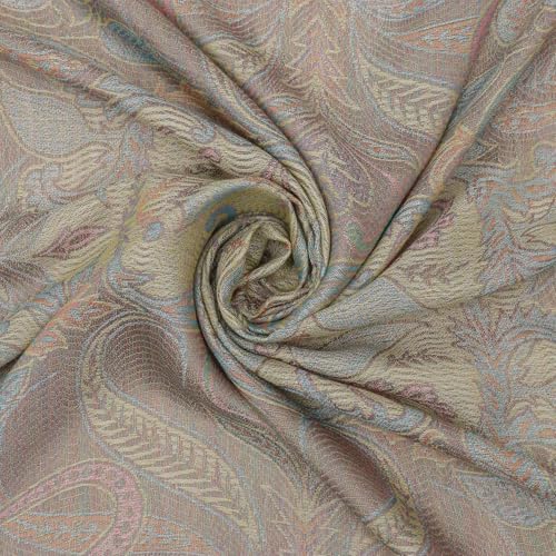 Image of EH KANI GOLD & JAMAWAR SILK SUPER SOFT FLORAL & PAISLEY PASHMINA STOLE SCARF