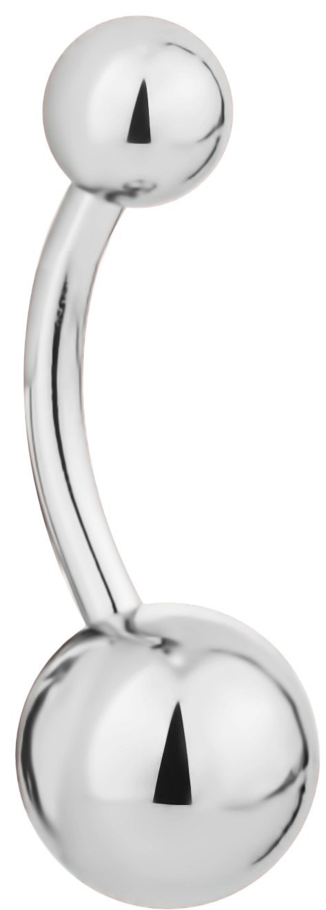 Forbidden Body Jewelry 3/8 Inch Surgical Steel Double Ball Belly Button Ring